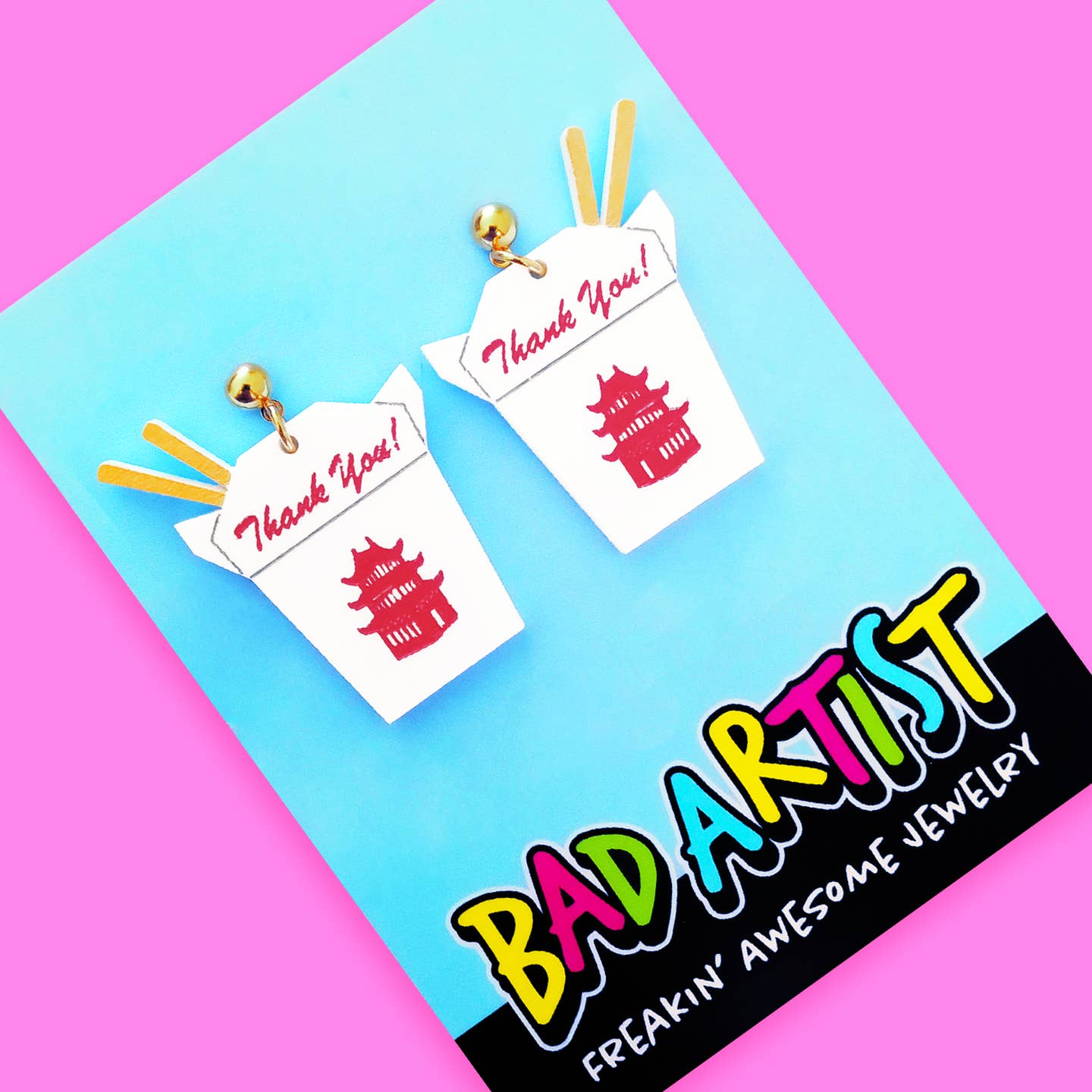 Chinese Takeout Box Dangle Earrings
