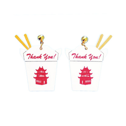 Chinese Takeout Box Dangle Earrings