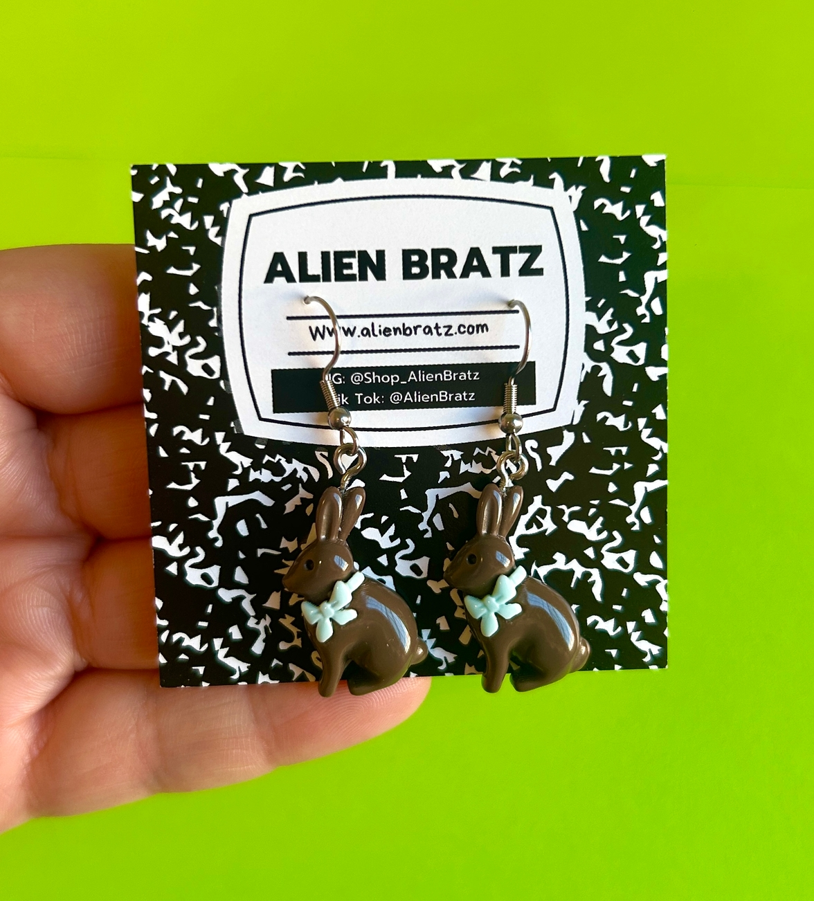 Chocolate Rabbit Dangle Earrings