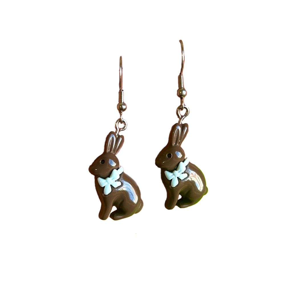 Chocolate Rabbit Dangle Earrings