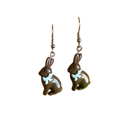 Chocolate Rabbit Dangle Earrings