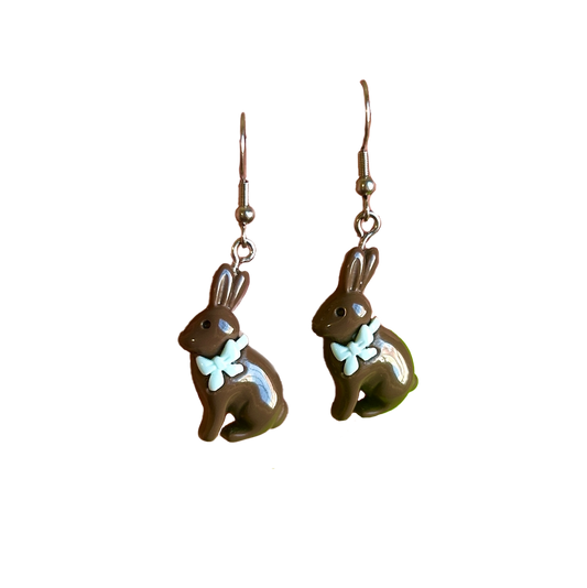 Chocolate Rabbit Dangle Earrings