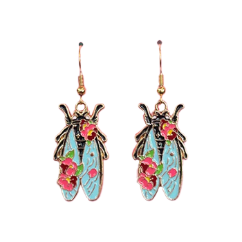 Cicada Floral Dangle Earrings