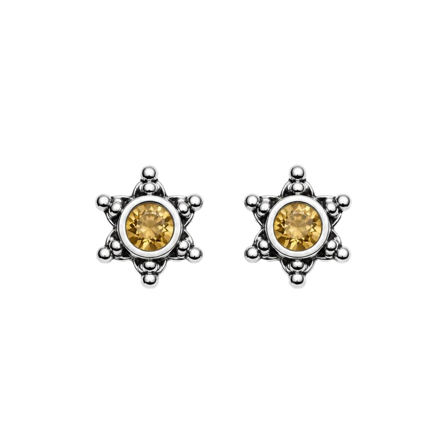 Shining Bright Citrine Sterling Silver Star Post Earring