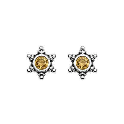 Shining Bright Citrine Sterling Silver Star Post Earring