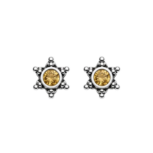 Shining Bright Citrine Sterling Silver Star Post Earring