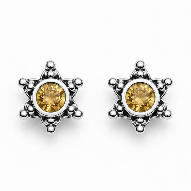 Shining Bright Citrine Sterling Silver Star Post Earring