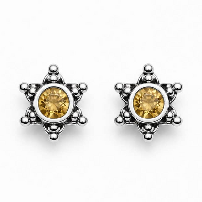 Shining Bright Citrine Sterling Silver Star Post Earring