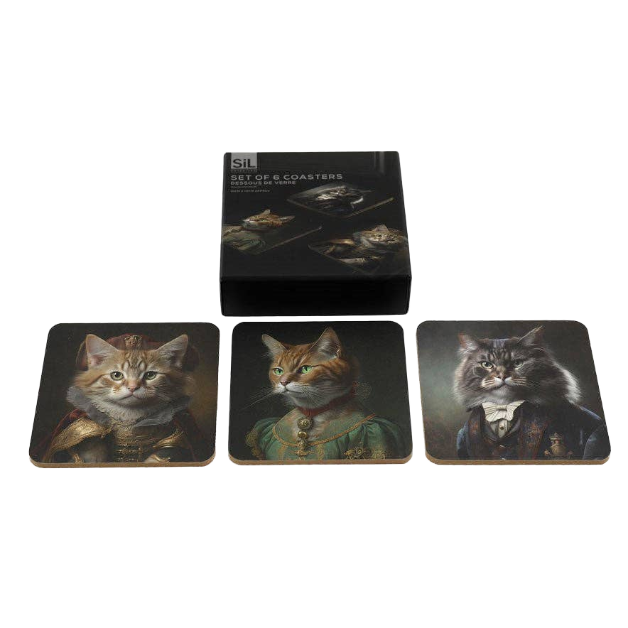 Cat Head Portrait Coasters Set of 6