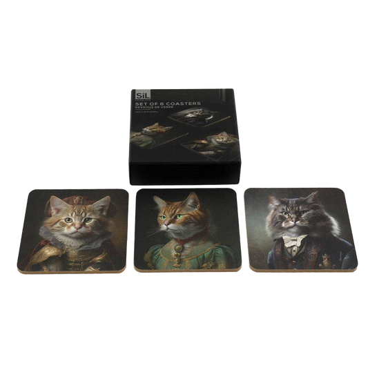 Cat Head Portrait Coasters Set of 6