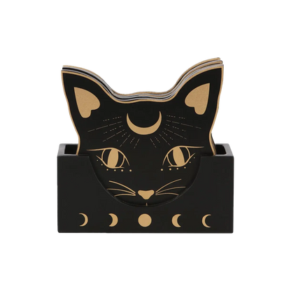 Black Cat Mystic Drink Coasters Set