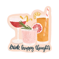 Drink Happy Thoughts Cocktail Sticker