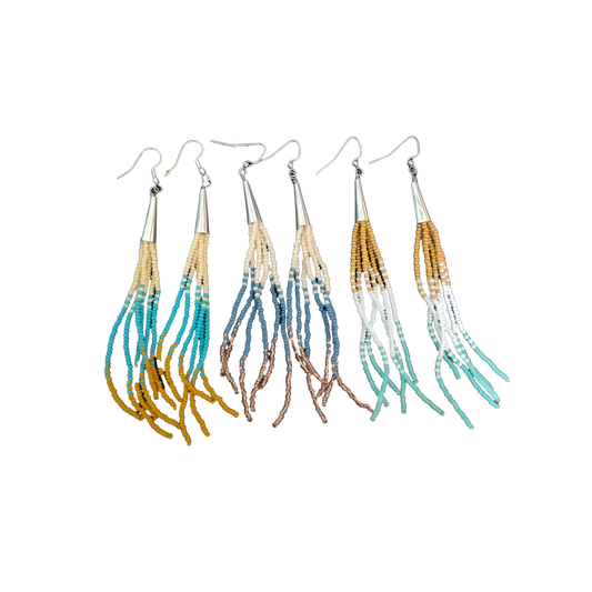 Cone Fringe Beaded Dangle Earrings