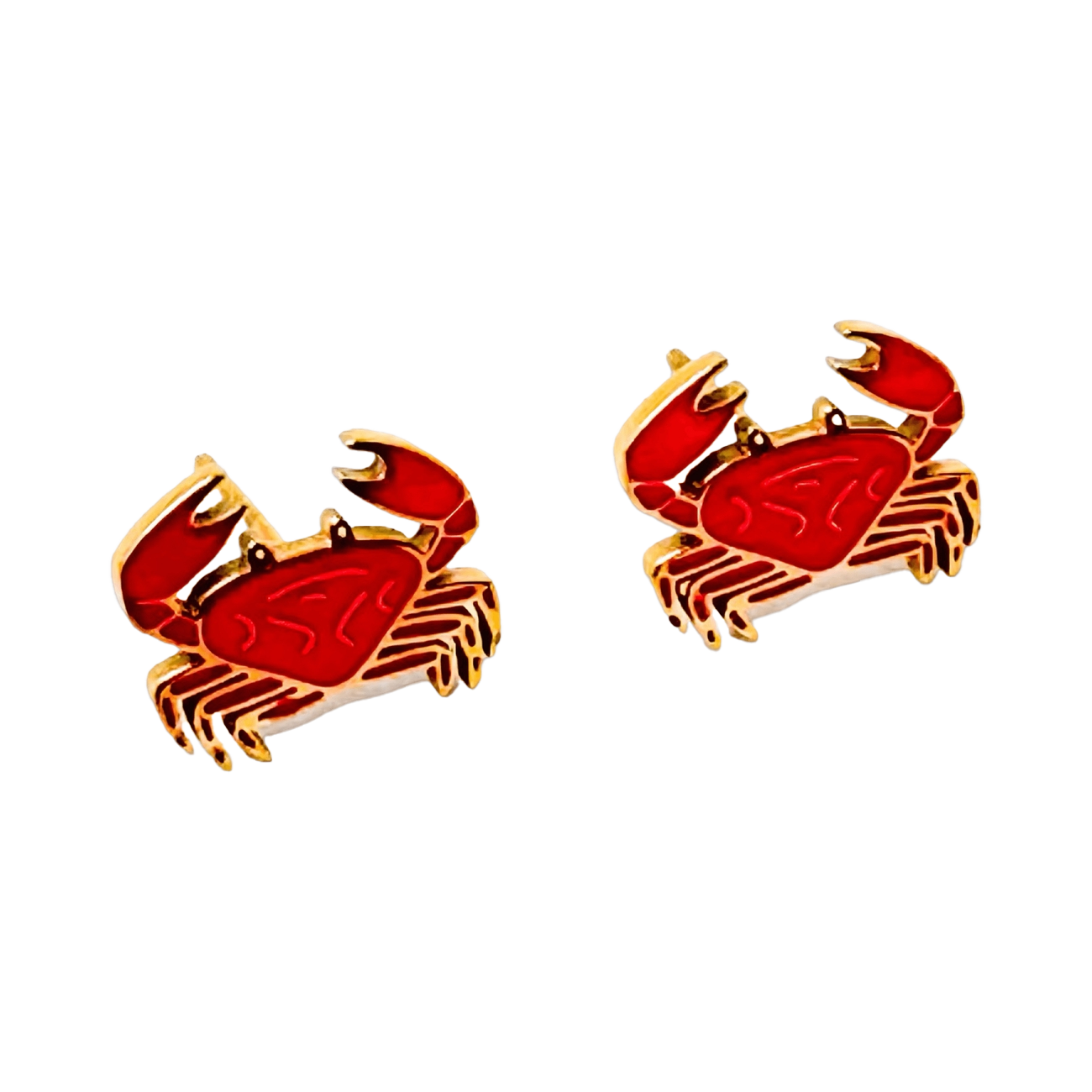 Crab Enamel Post Earrings