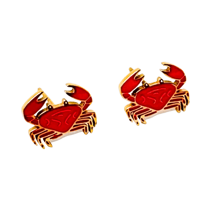 Crab Enamel Post Earrings