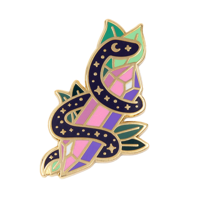 Crystal Snake Enamel Pin