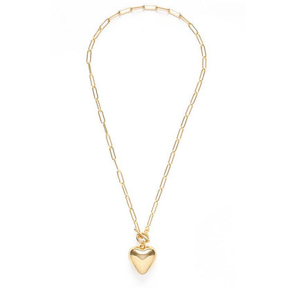 Puffed Heart on Toggle Chain Necklace