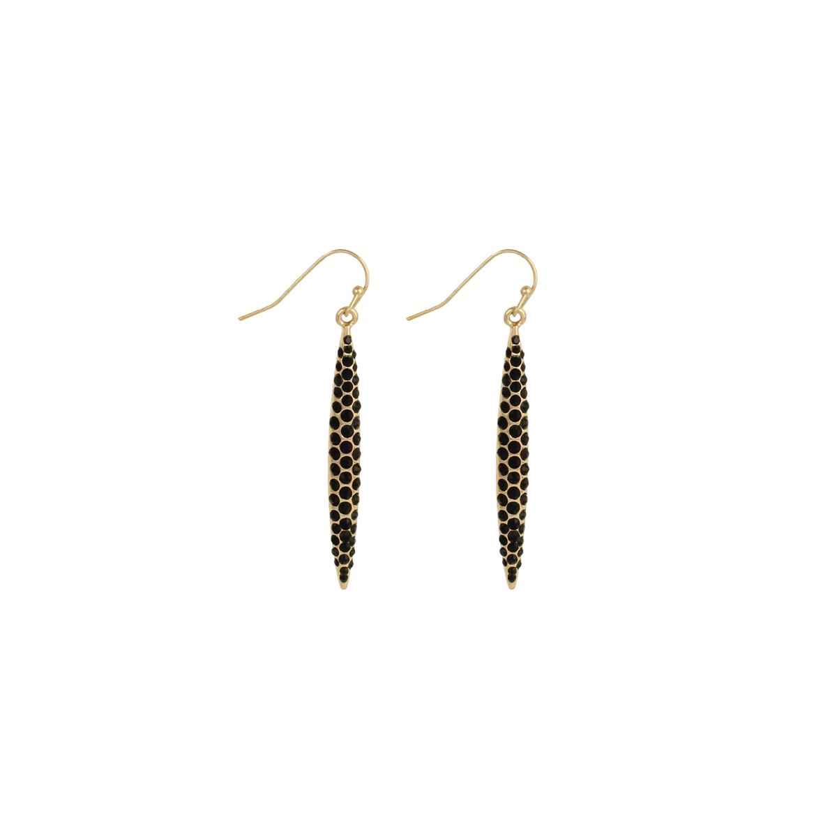 Gold & Black Crystal Dagger Earring
