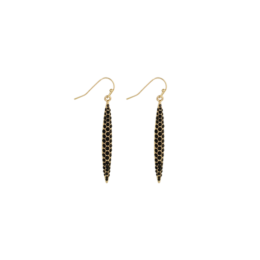 Gold & Black Crystal Dagger Earring