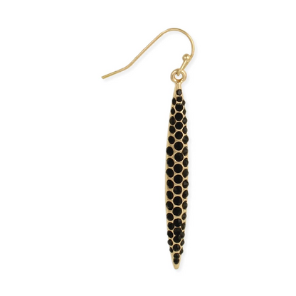 Gold & Black Crystal Dagger Earring