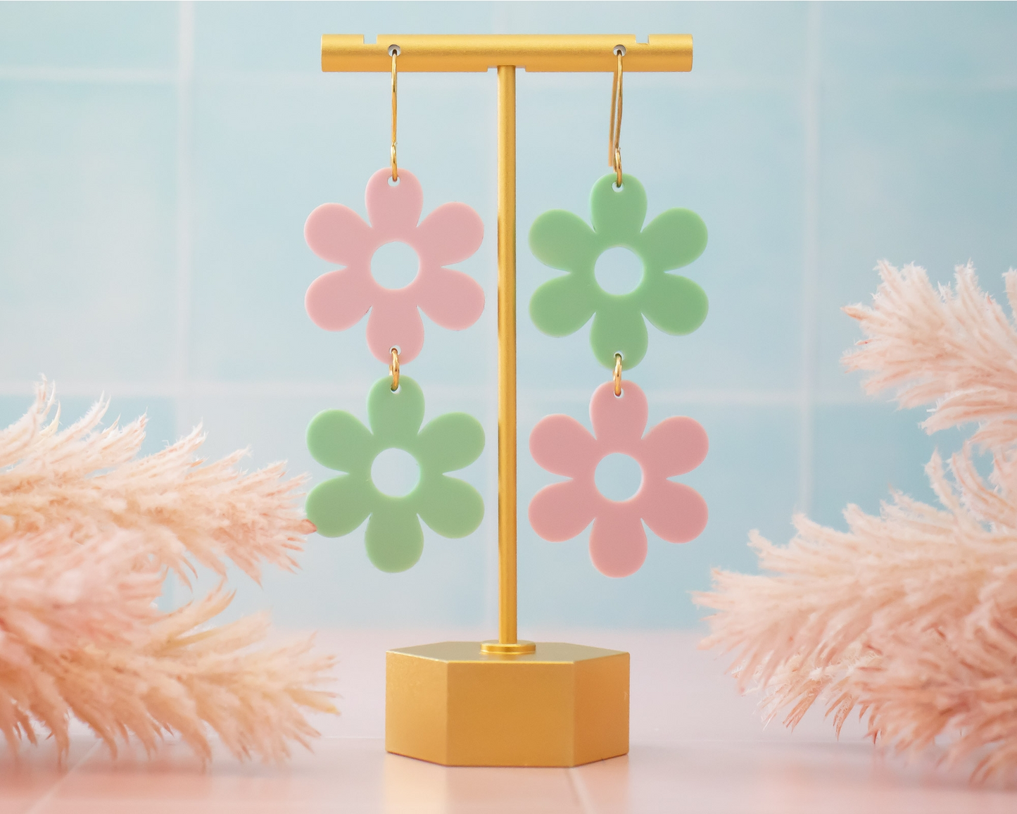 Groovy Daisy Retro Acrylic Dangle Earrings