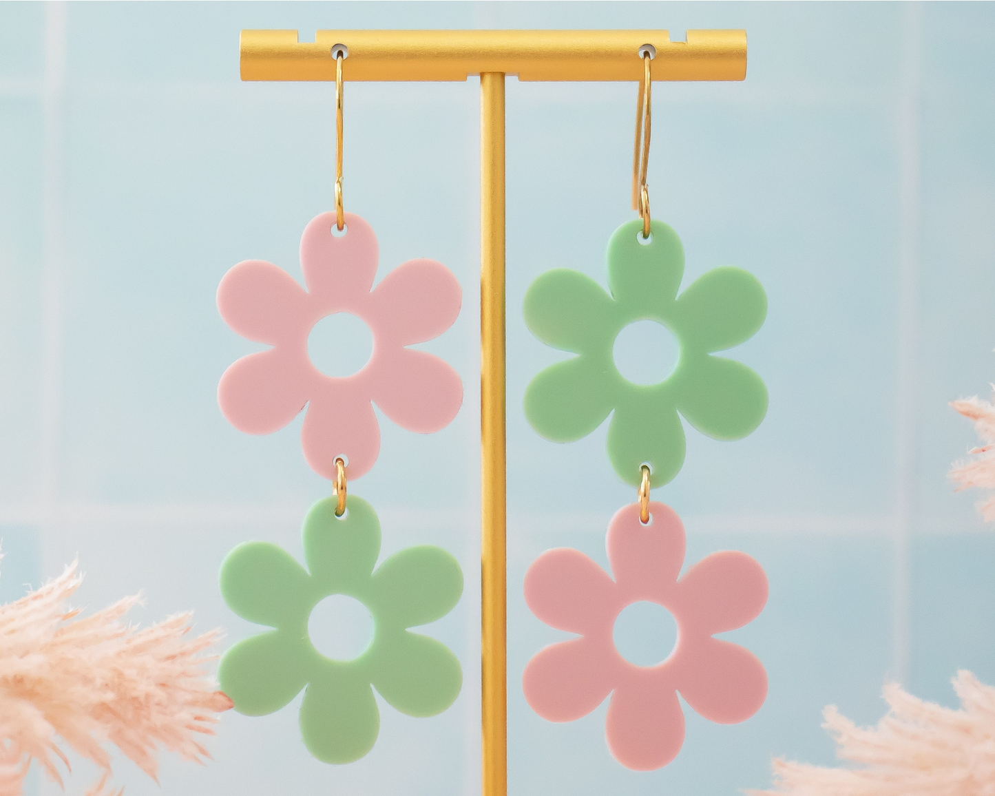 Groovy Daisy Retro Acrylic Dangle Earrings