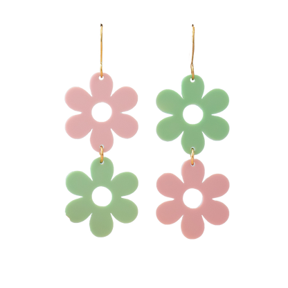 Groovy Daisy Retro Acrylic Dangle Earrings