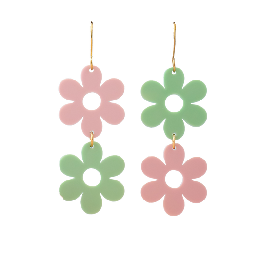 Groovy Daisy Retro Acrylic Dangle Earrings