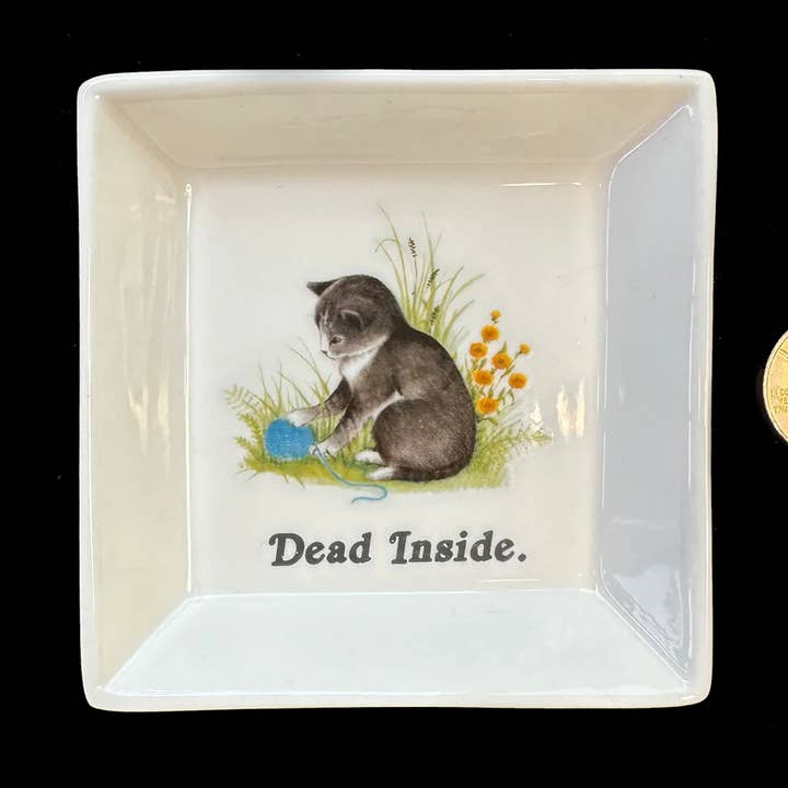 "Dead Inside." Cat Trinket Tray