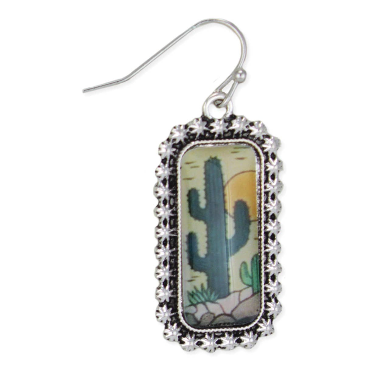 Desert Vista Silver Print Dangle Earrings