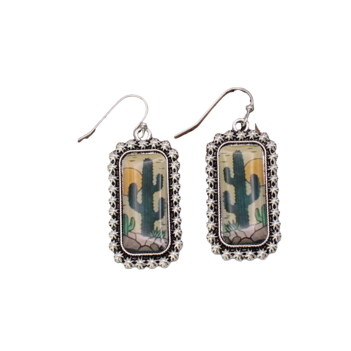 Desert Vista Silver Print Dangle Earrings