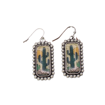 Desert Vista Silver Print Dangle Earrings