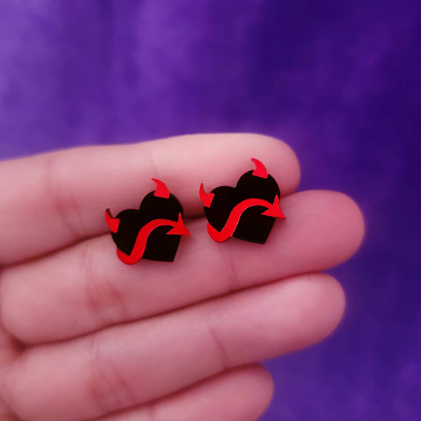 Devil Heart Post Earrings
