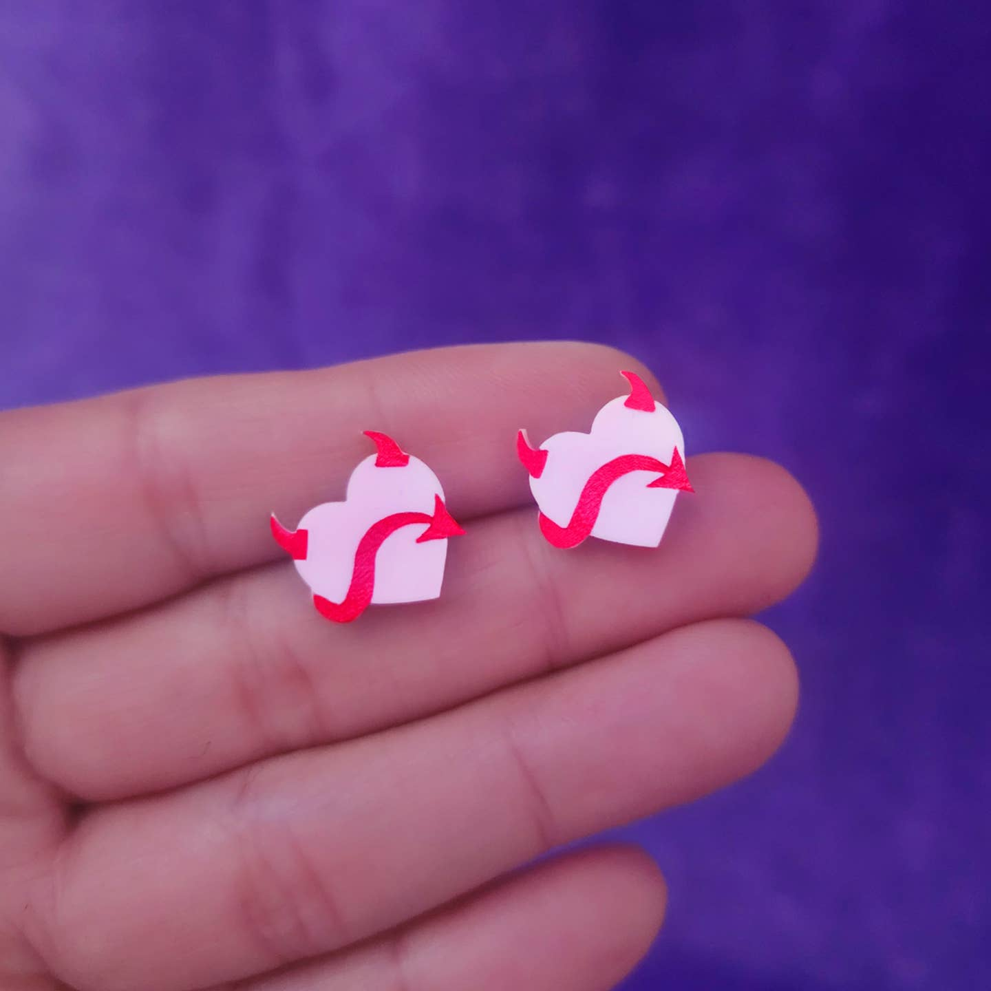 Devil Heart Post Earrings