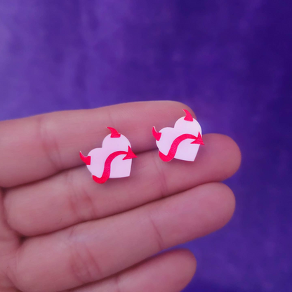 Devil Heart Post Earrings