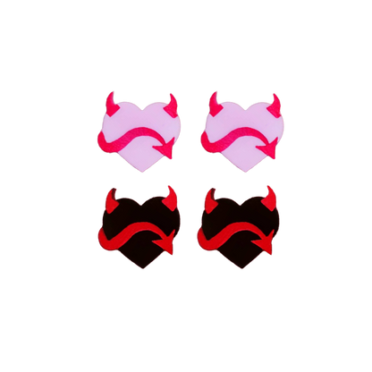 Devil Heart Post Earrings
