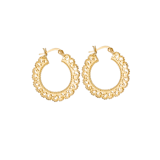 Doily Gold Plated Hoop Earring