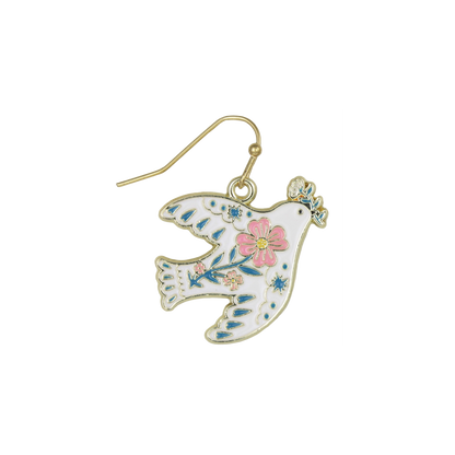 Pastel Peace Dove Dangle Earrings