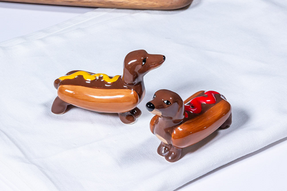 Dachshunds in Hot Dogs Salt & Pepper Shakers