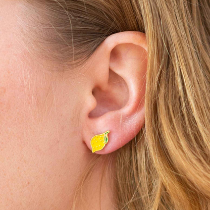 Lemon Enamel Post Earrings