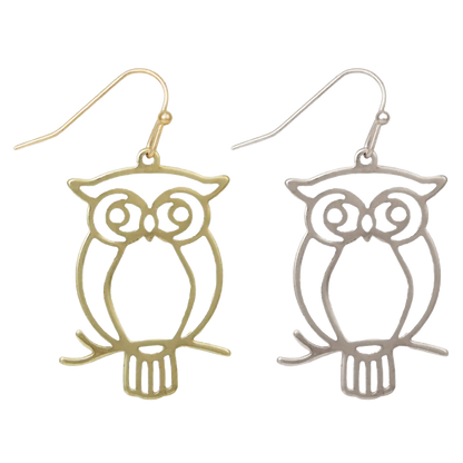 Wise Owl Outline Earrings Earrings