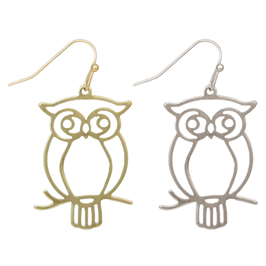 Wise Owl Outline Earrings Earrings