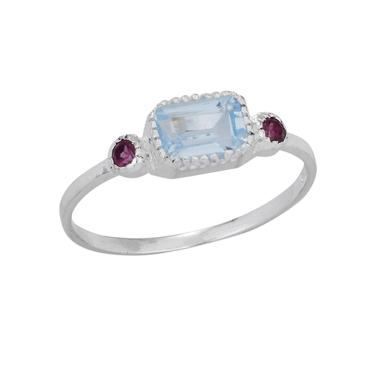 Fire And Ice Blue Topaz Sterling Silver Ring