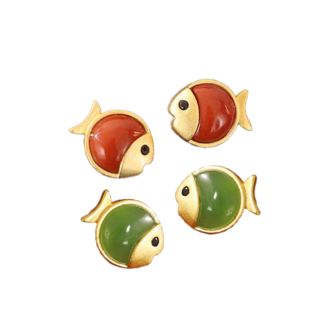 Jade Fish Post Earrings
