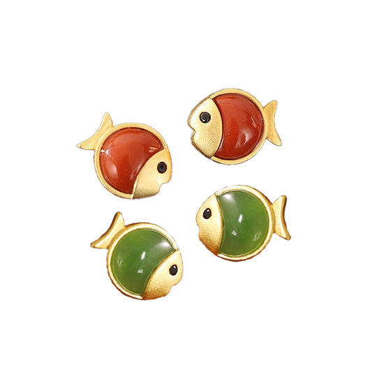 Jade Fish Post Earrings