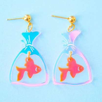 Fish in a Bag Acrylic Dangle Earrings