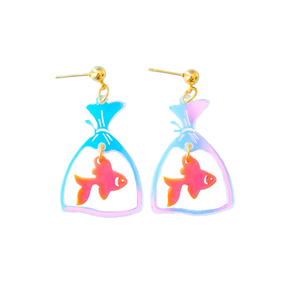 Fish in a Bag Acrylic Dangle Earrings