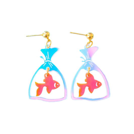 Fish in a Bag Acrylic Dangle Earrings