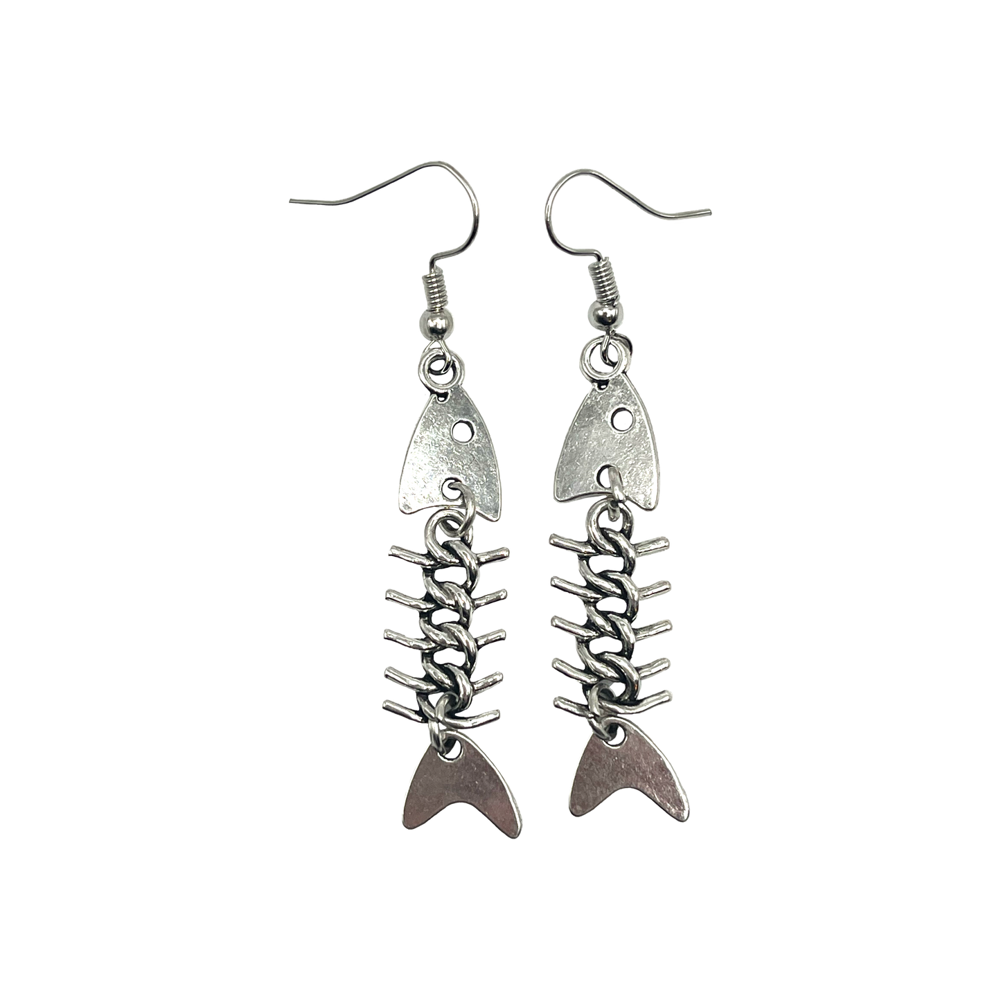 Fishbone Metallic Dangle Earrings