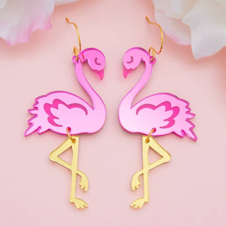 Flamingo Acrylic Dangle Earrings